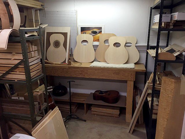 A Variety of Guitar Tops in the Workshop
